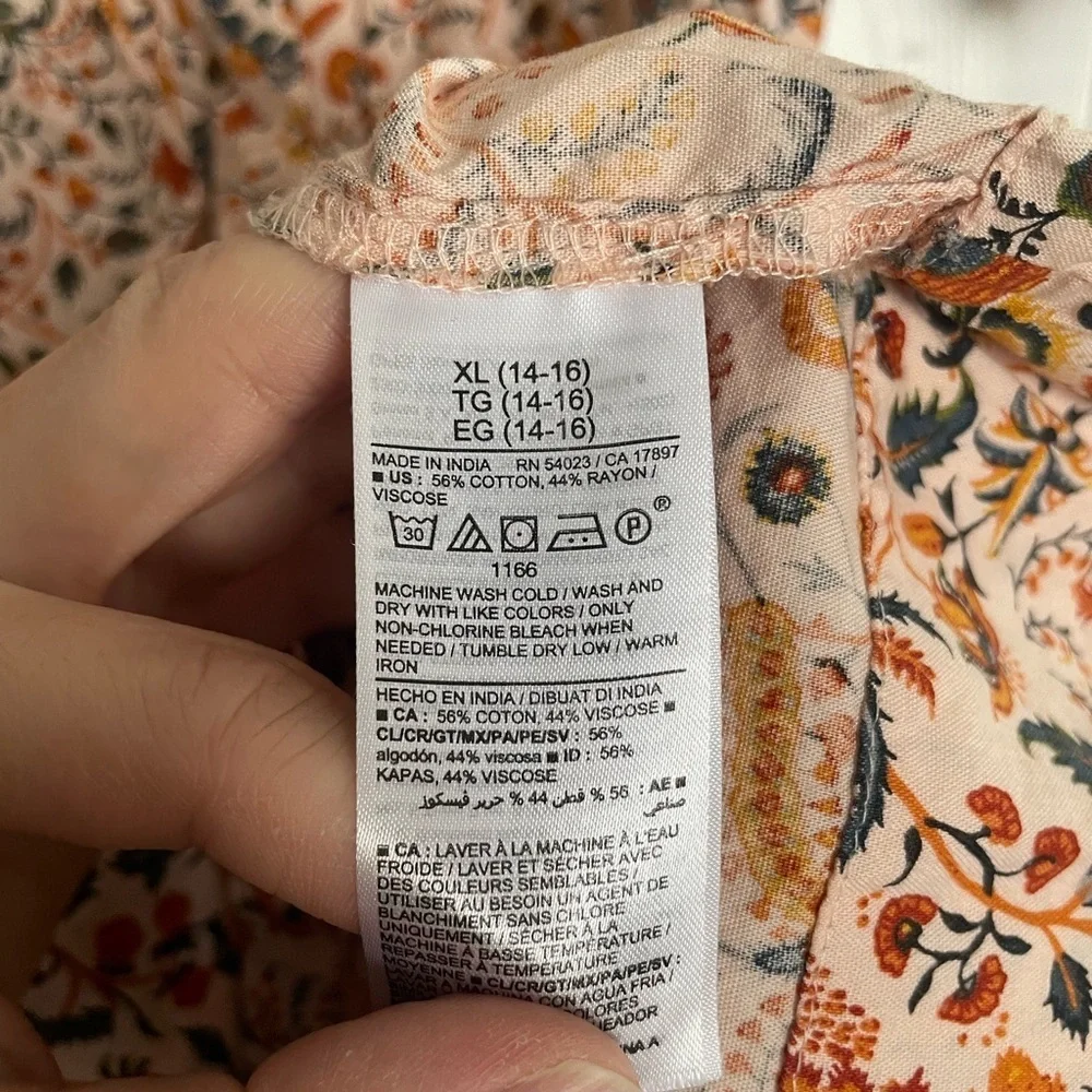 NWOT Old Navy Floral Tie-Front Dress in Orange Size XL Girls (14-16)